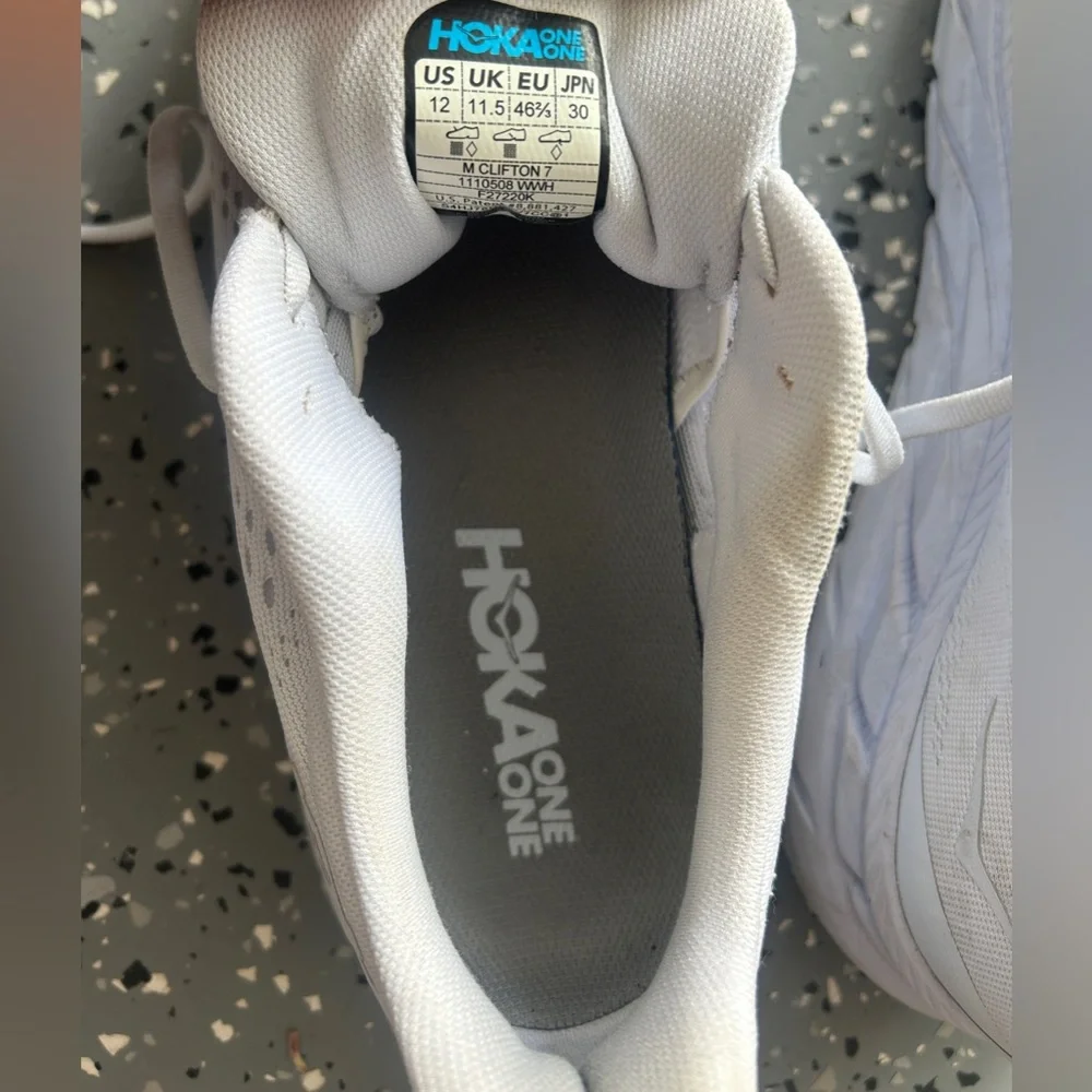 HOKA Clifton 7 men’s white size 12 - Picture 7 of 7
